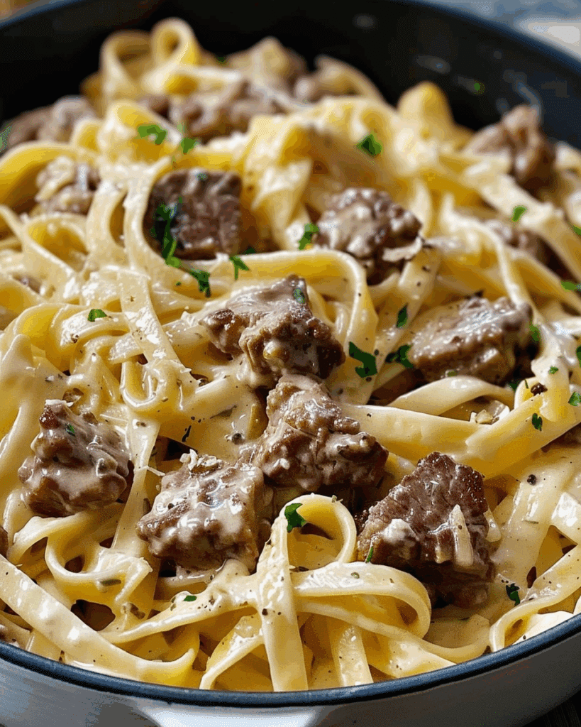One-Pot Creamy Beef and Garlic Butter Pasta