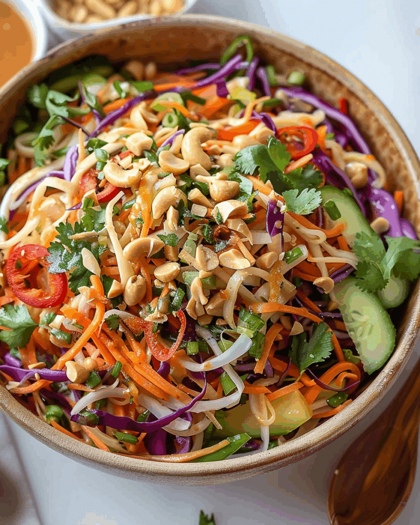 Thai Crunch Salad with Spicy Peanut Dressing