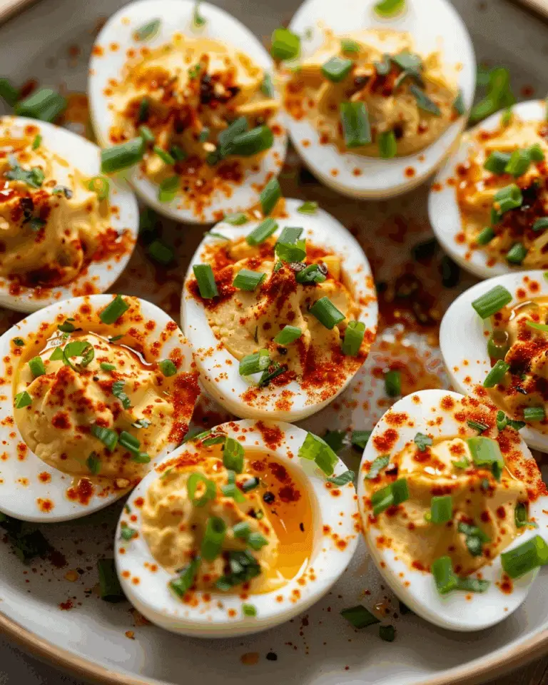 Spicy Chili Garlic Deviled Eggs