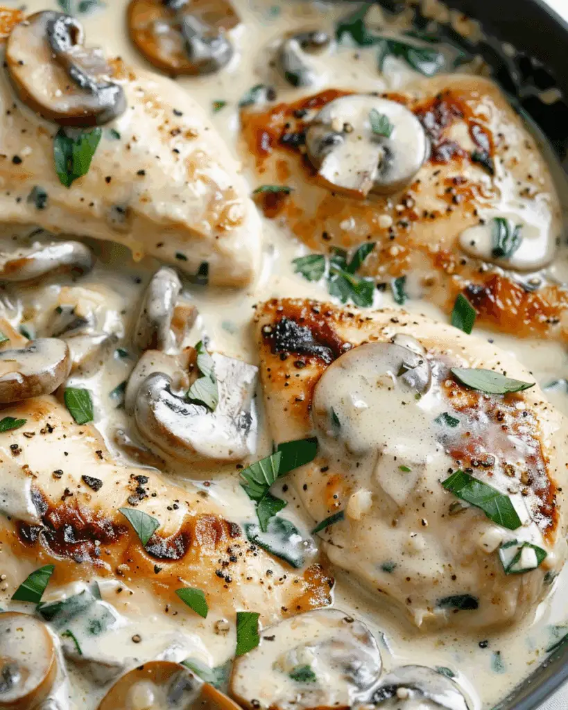 Creamy Parmesan Garlic Mushroom Chicken