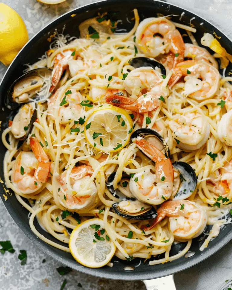 Creamy Lemon Garlic Seafood Pasta