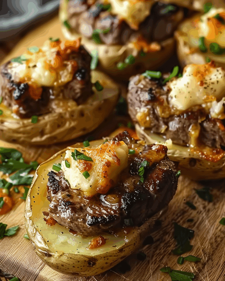 Loaded Baked Potatoes with Garlic Butter Steak Bites