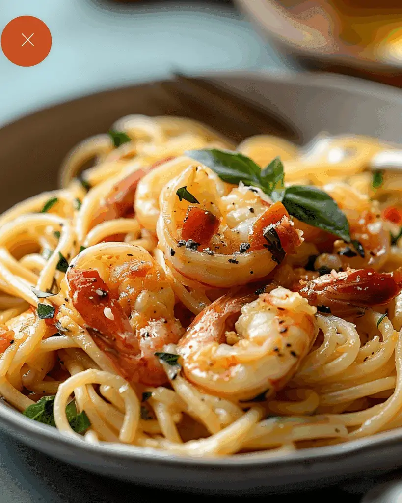 Succulent Garlic Prawn Linguine