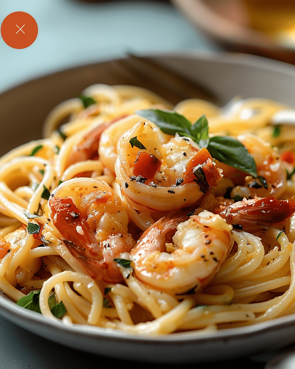Succulent Garlic Prawn Linguine
