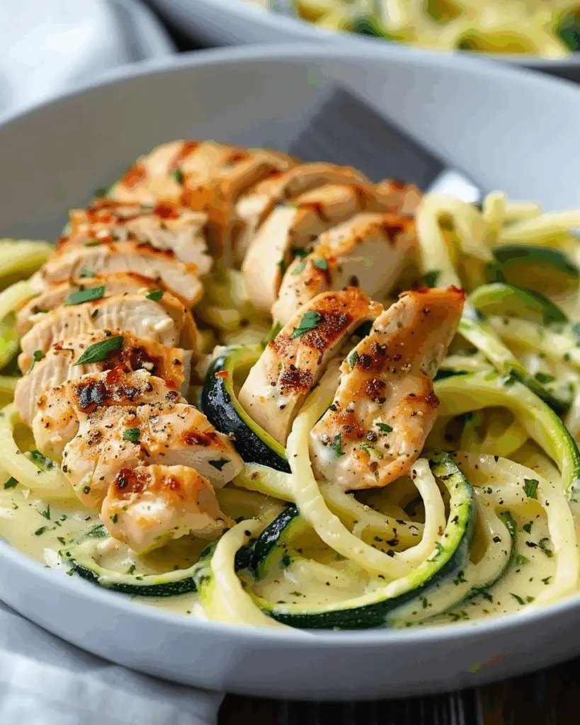 Zucchini Noodle Chicken Alfredo