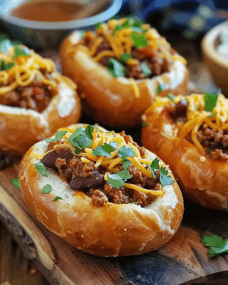 Mini Chili Football Bread Bowls