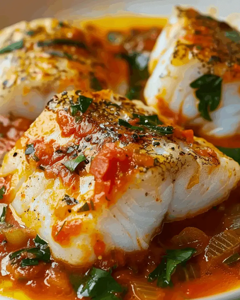 Cod in Roasted Red Pepper Sauce