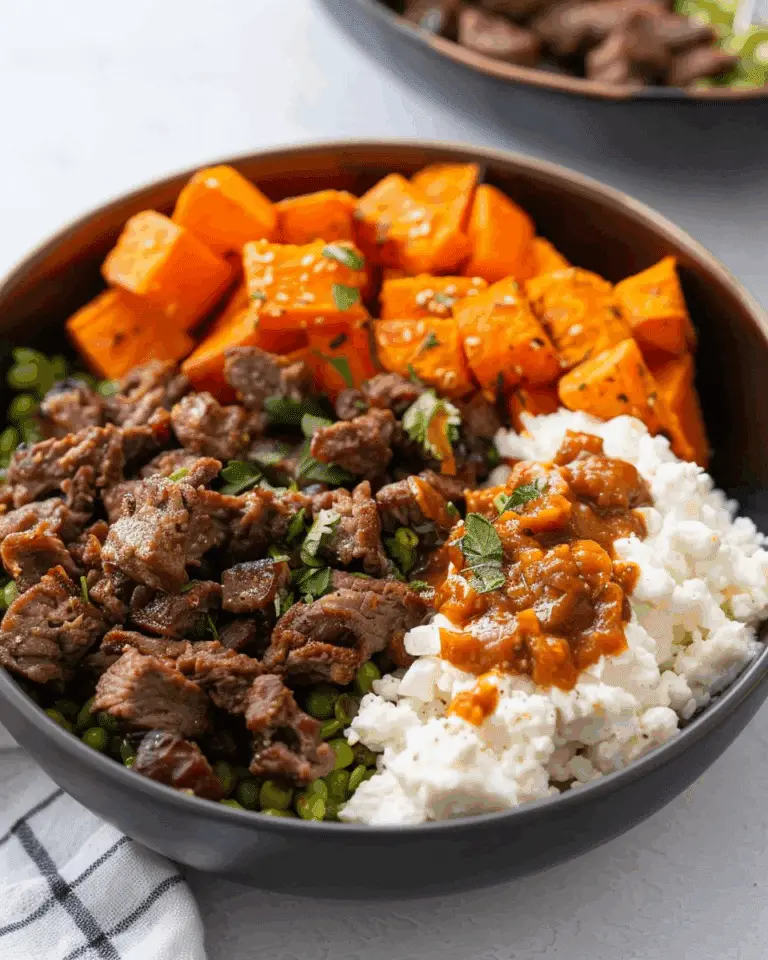 Cottage Cheese Sweet Potato Beef Bowl