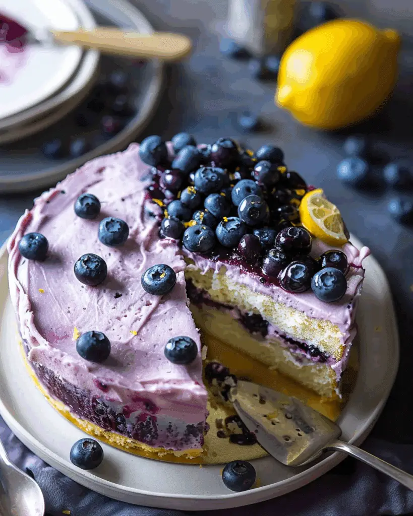 Gluten Free Lemon Cake With Blueberry Filling