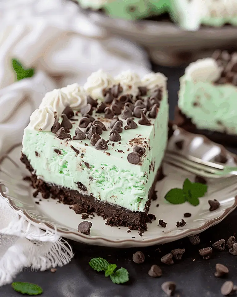 No Bake Mint Chocolate Chip Cheesecake