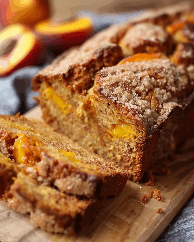 Warm Spiced Peach Loaf with Cinnamon and Nutmeg