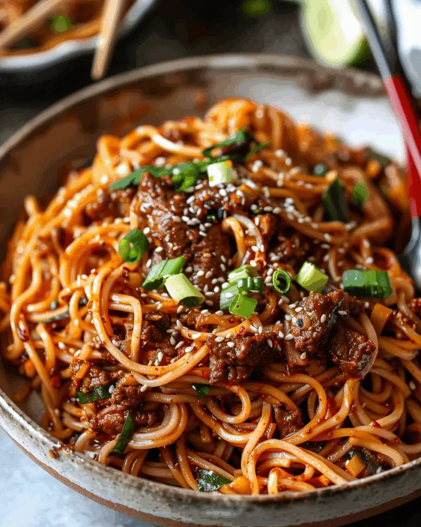 Spicy Korean Gochujang Beef Noodles