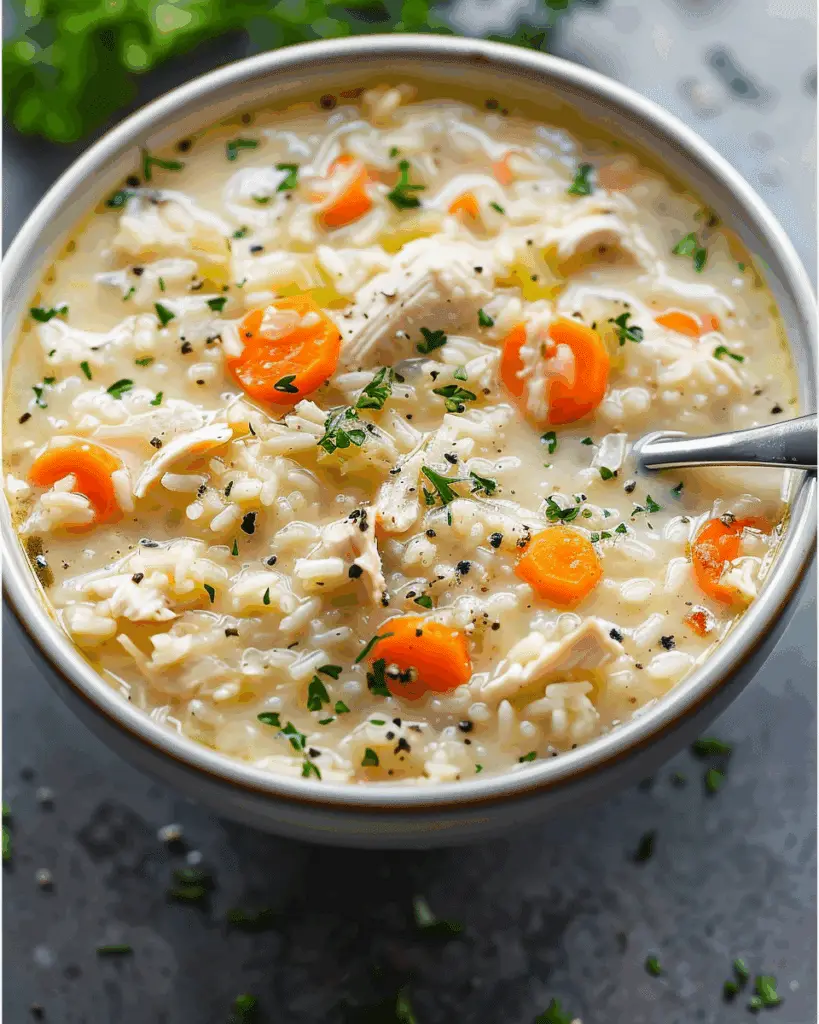 Easy Creamy Chicken Rice Soup