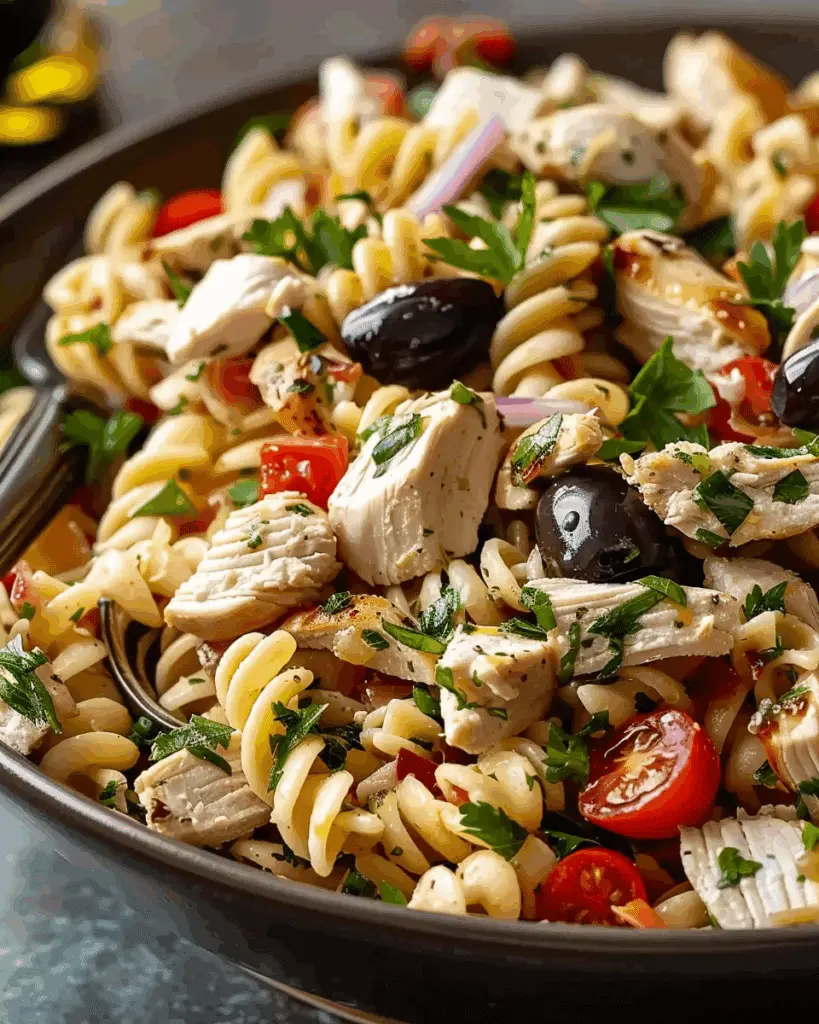 Mediterranean Chicken Pasta Salad