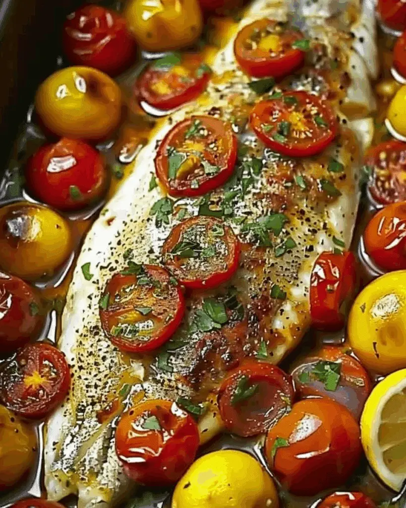 Baked Mediterranean Fish with Tomatoes and Lemon