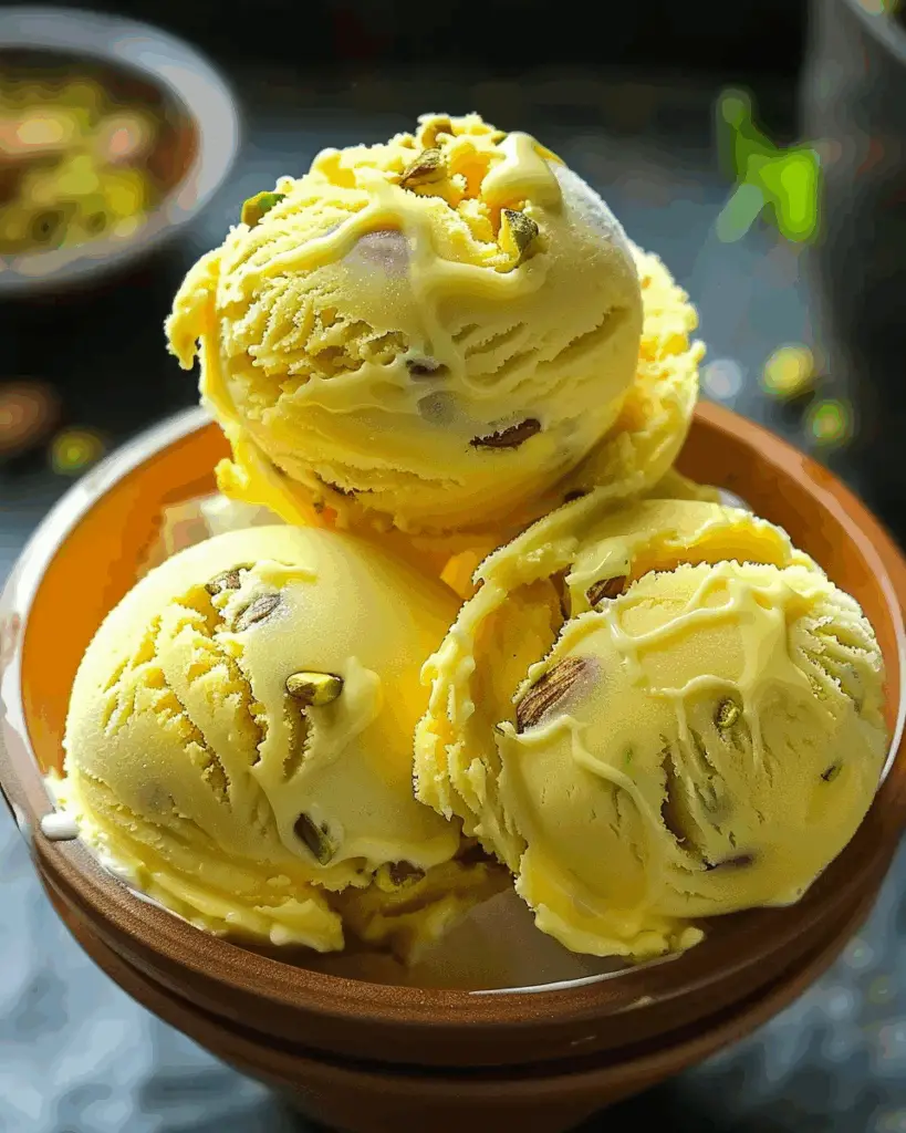 Homemade Mango Pistachio Ice Cream