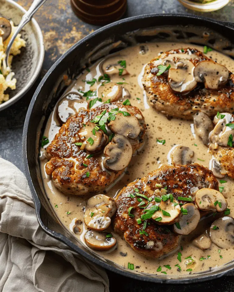 Creamy Cutlets with Button Mushrooms