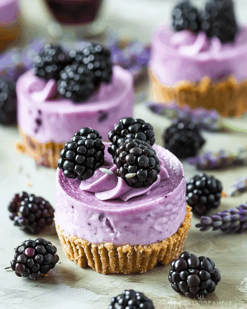 Mini Blackberry Lavender Cheesecakes