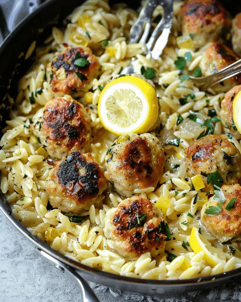 Chicken Piccata Meatballs with Orzo