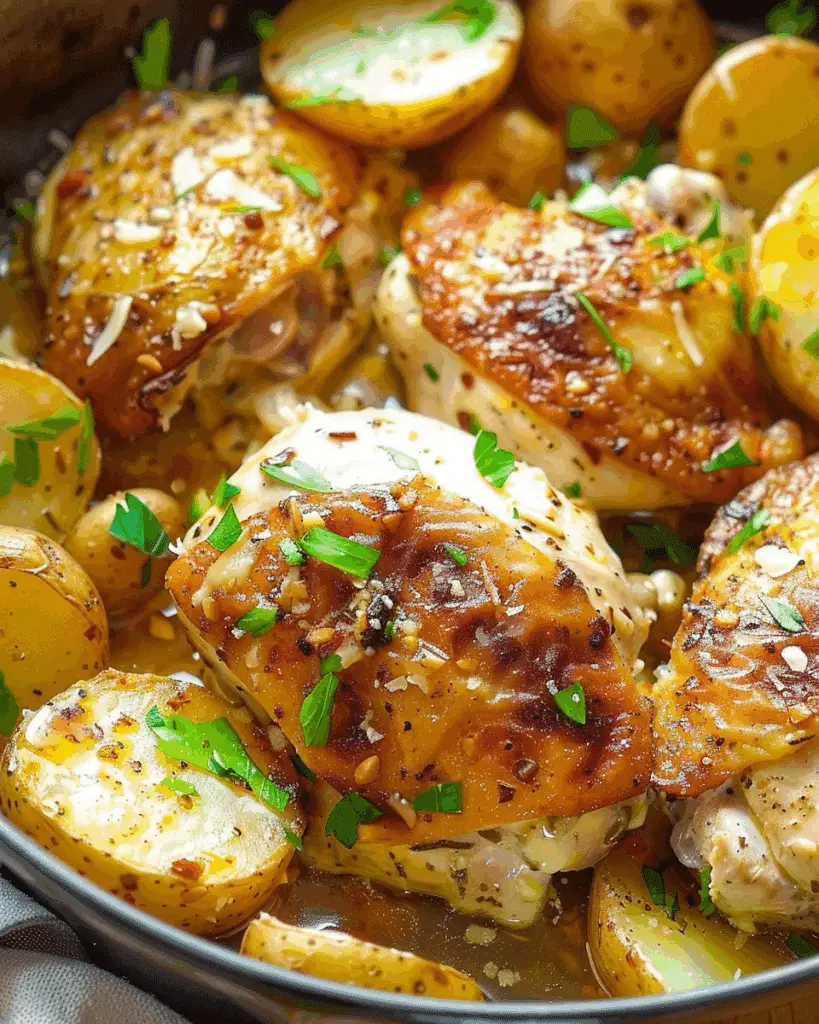 Slow Cooker Garlic Parmesan Chicken and Potatoes