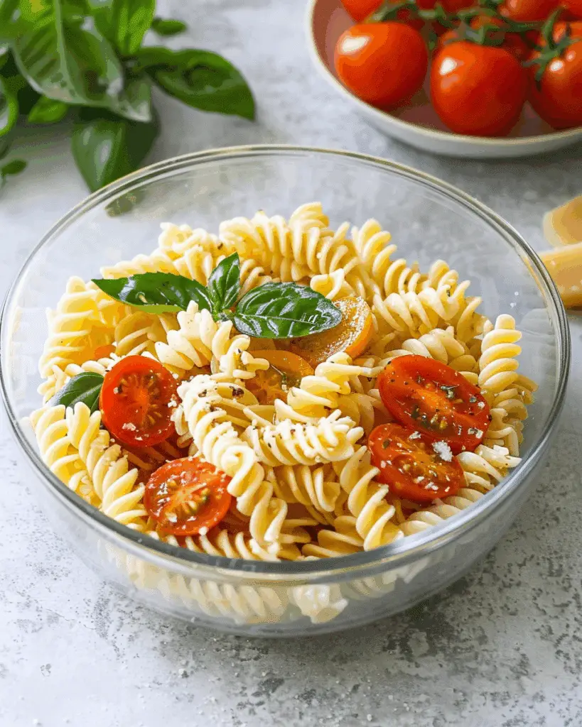 Easy Gluten Free Caprese Pasta Salad