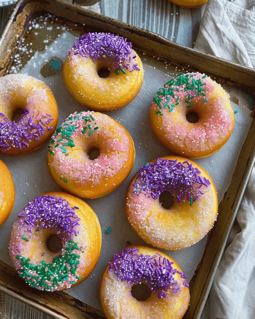 Baked King Cake Donuts