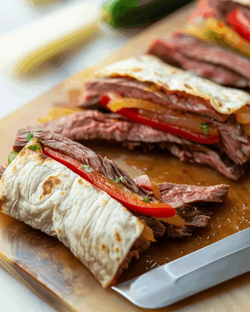Carb Steak Fajitas Roll Ups