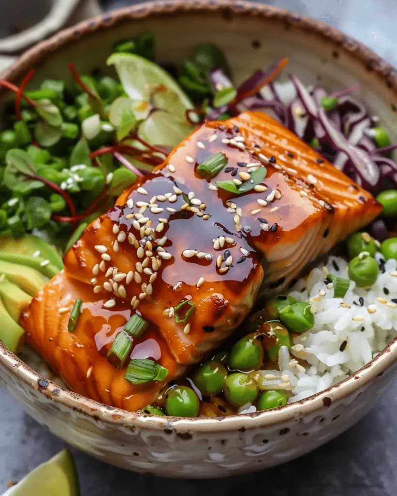 Savory Crispy Honey Ginger Salmon Bowl