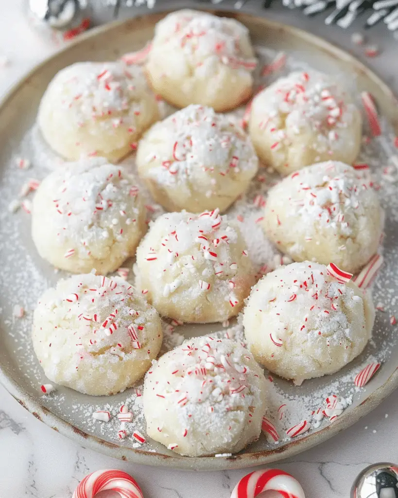 Candy Cane Snowball Cookies