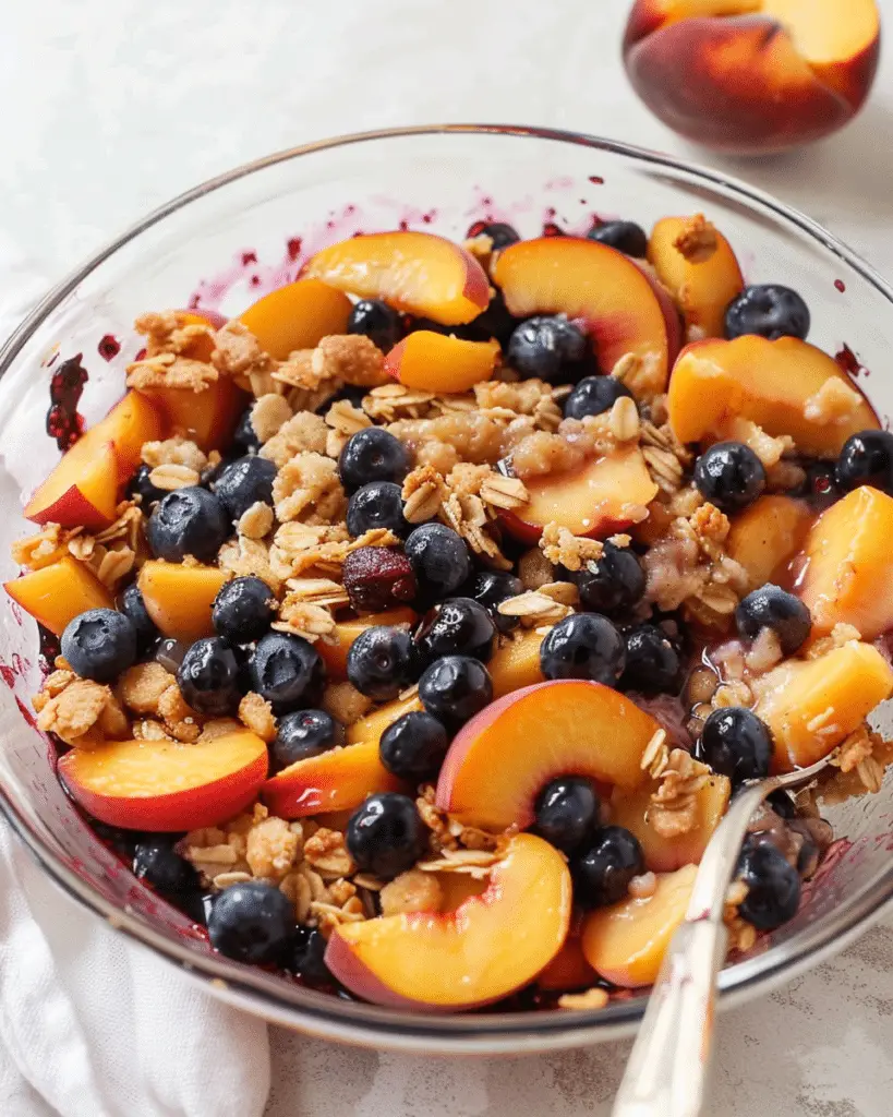 Brown Butter Blueberry Peach Crisp