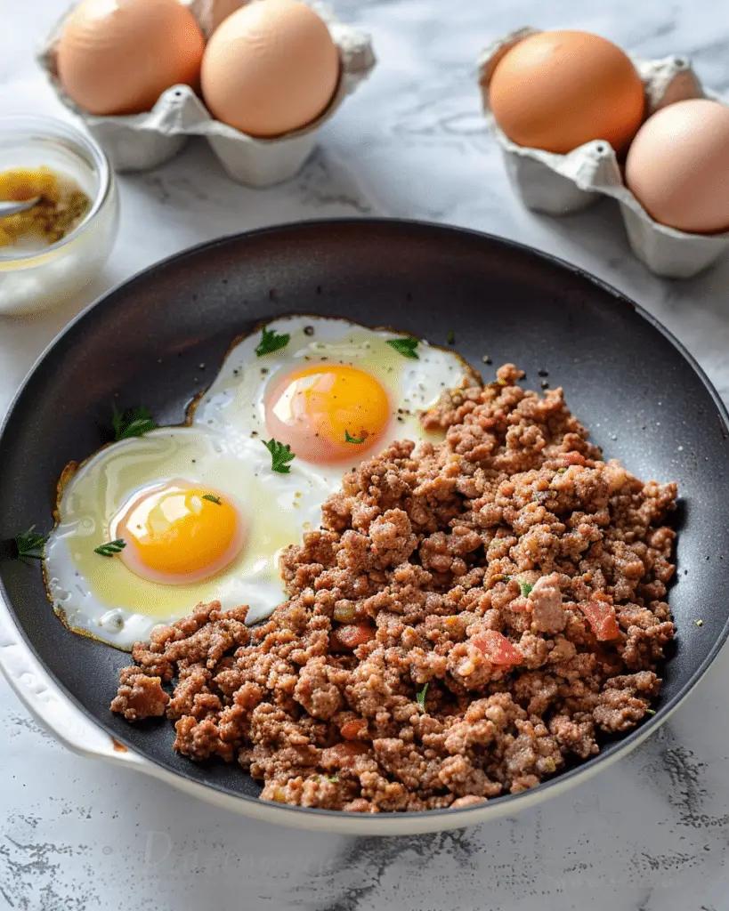 Ground Beef & Eggs recepe