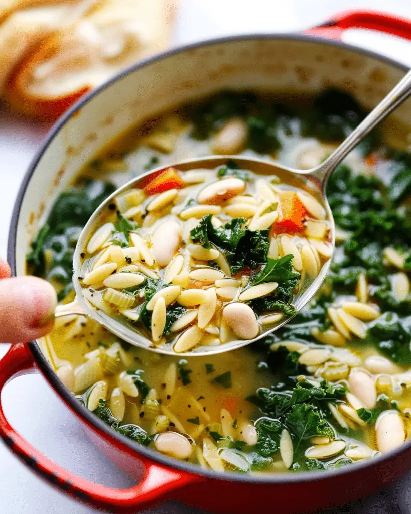 Kale, White Bean and Orzo Soup