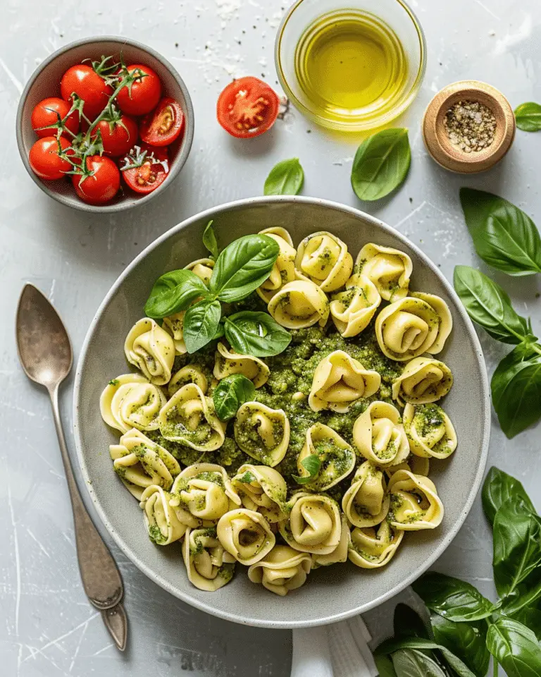 Tortellini Salad with Pesto & Spinach
