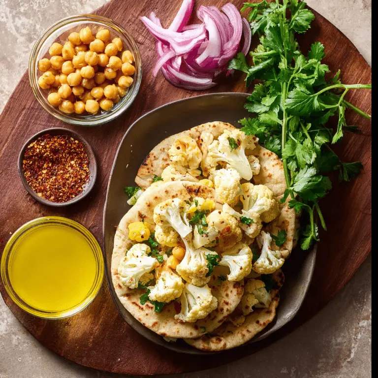 Spiced Cauliflower Chickpea Pitas