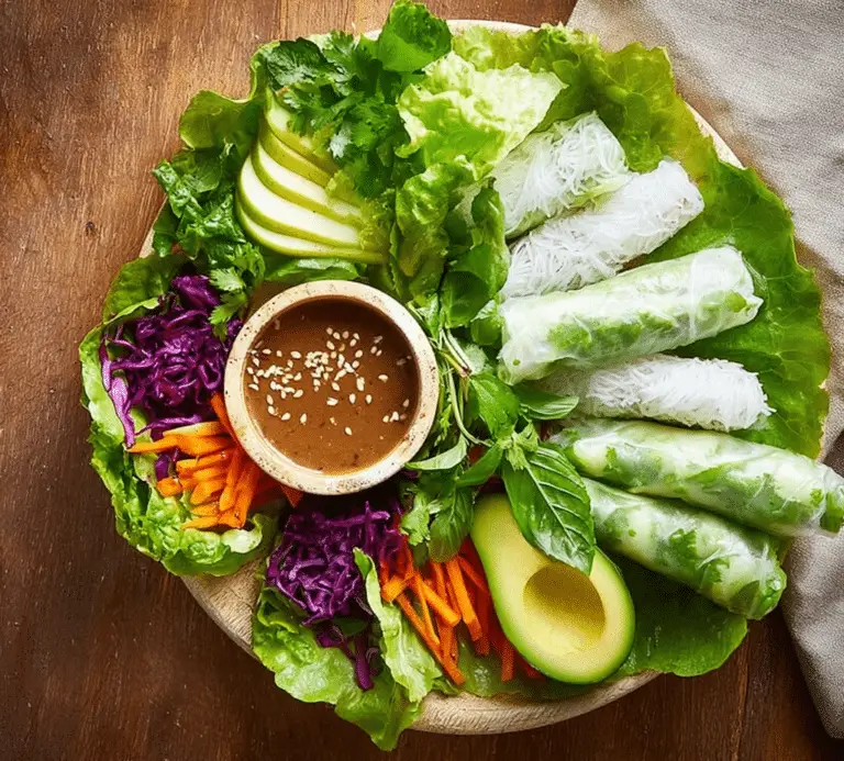 Pear Fresh Spring Rolls with Peanut Sauce