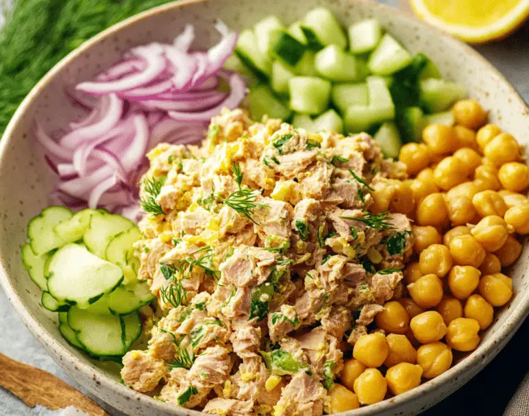 Lemon Tahini Chickpea Tuna Salad