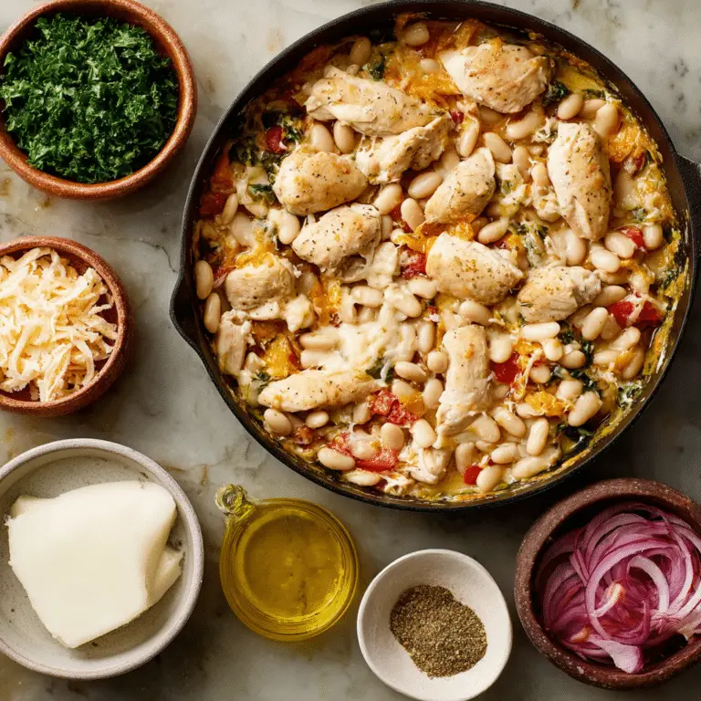 Cheesy Chicken & White Bean Skillet