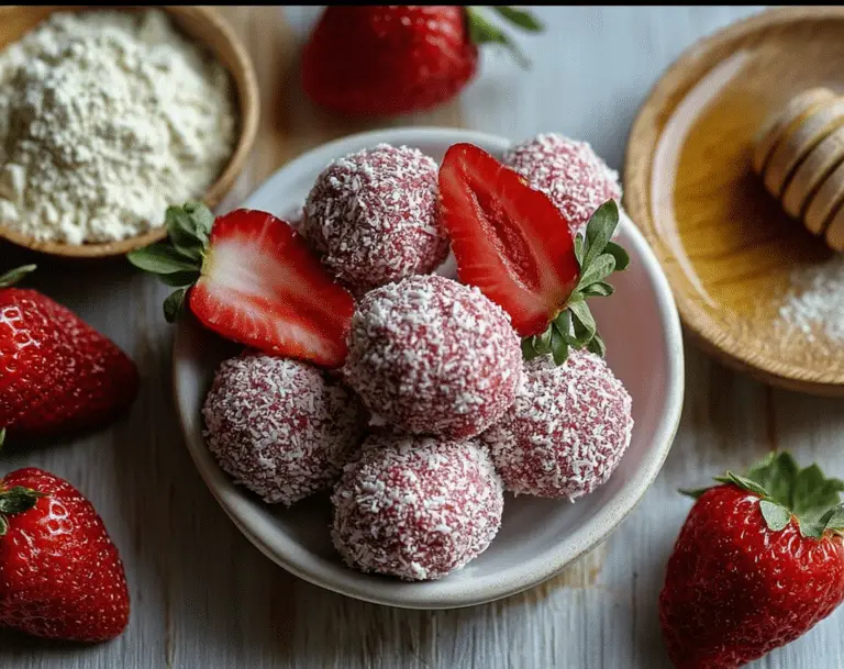 No-Bake Strawberry Cheesecake Protein Balls