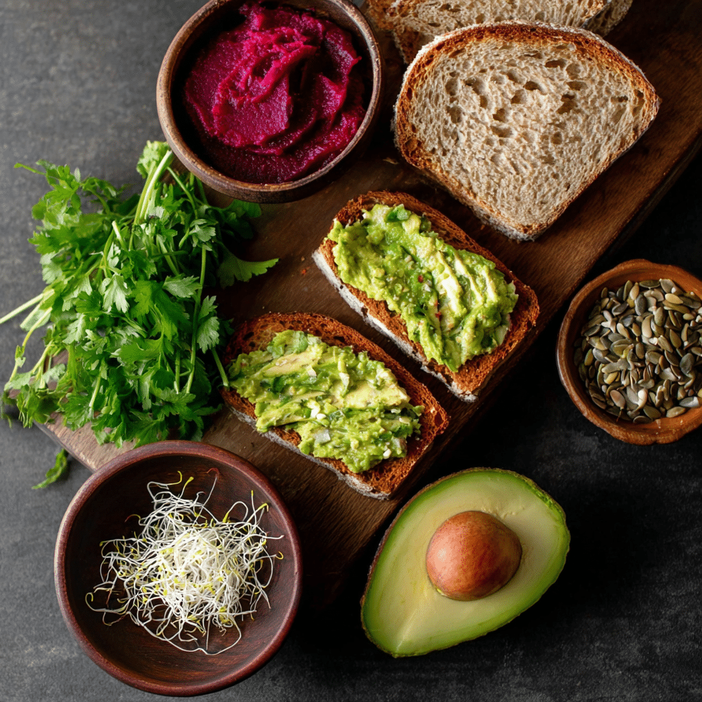 Avocado Beet Hummus Toast