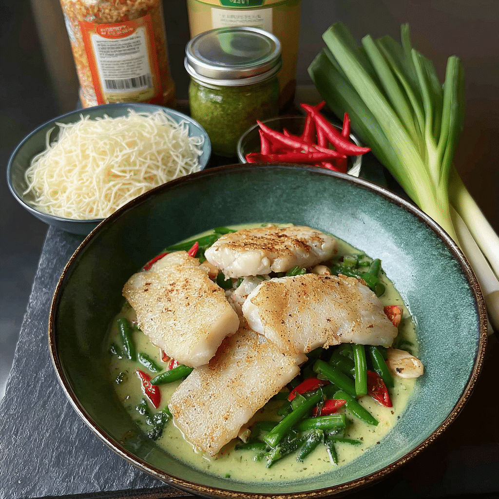 Pan Fried Fish with Thai Green Curry Sauce