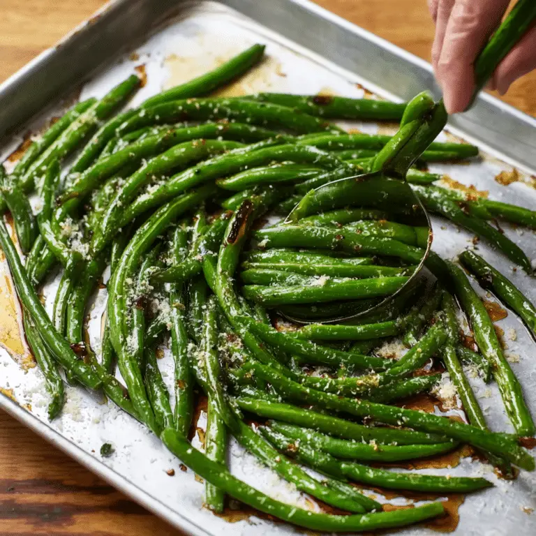 Smashed Green Beans with Parmesan & Balsamic