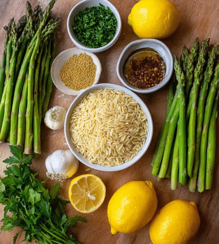 Lemon Asparagus Orzo (Vegan)