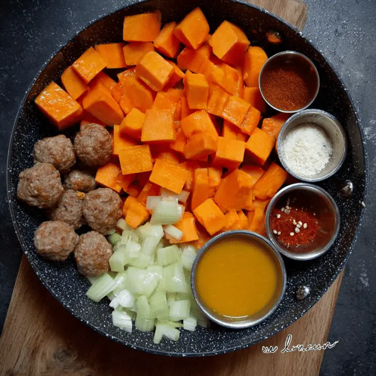 Creamy Pumpkin Soup with Meatballs