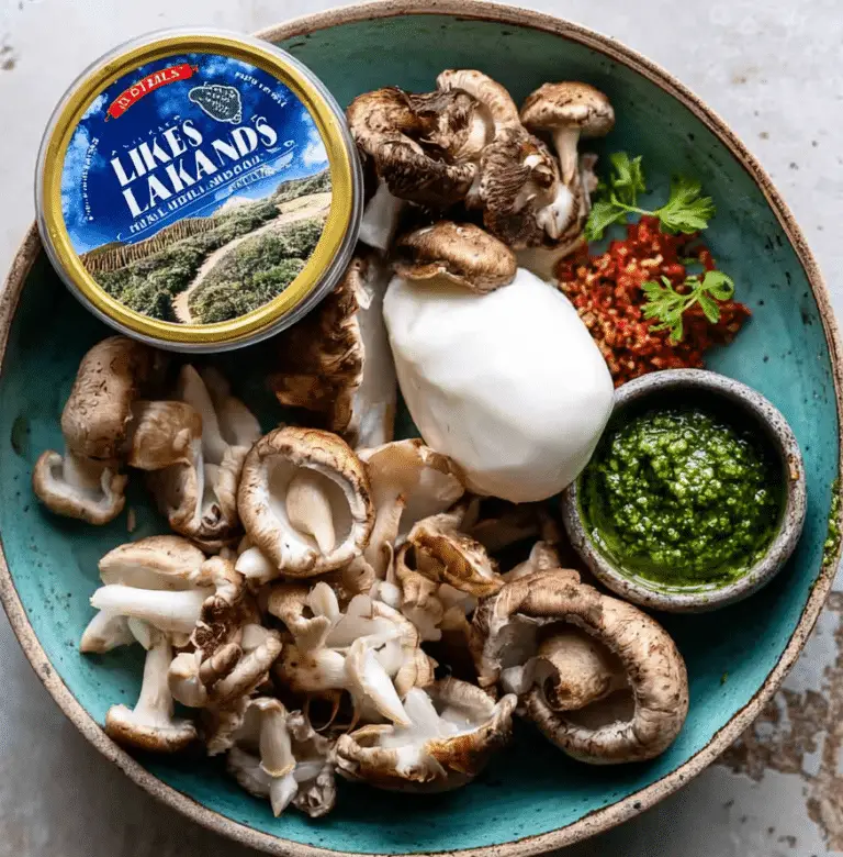 Smashed Mushrooms with Pesto & Burrata