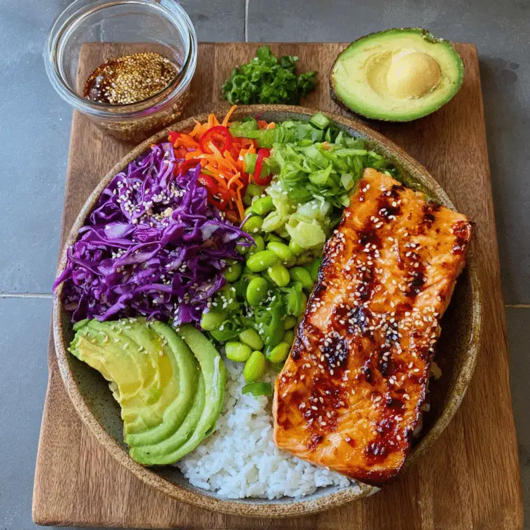 Grilled Honey Soy Salmon Rice Bowls