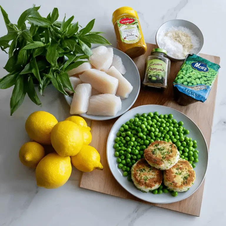 Lemon Fish Cakes with Spring Peas