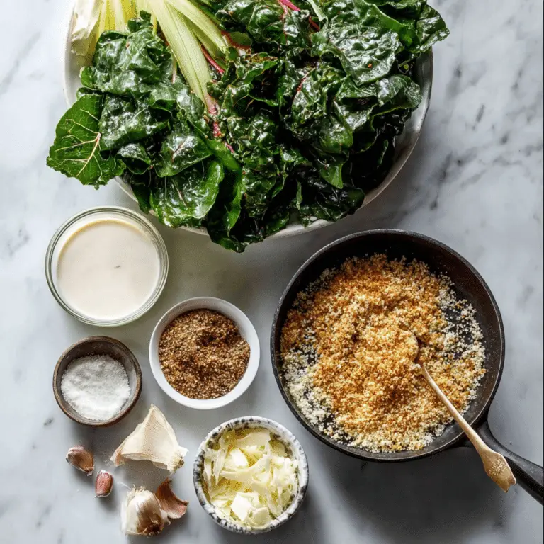 Easy Creamed Swiss Chard with Garlic Breadcrumbs