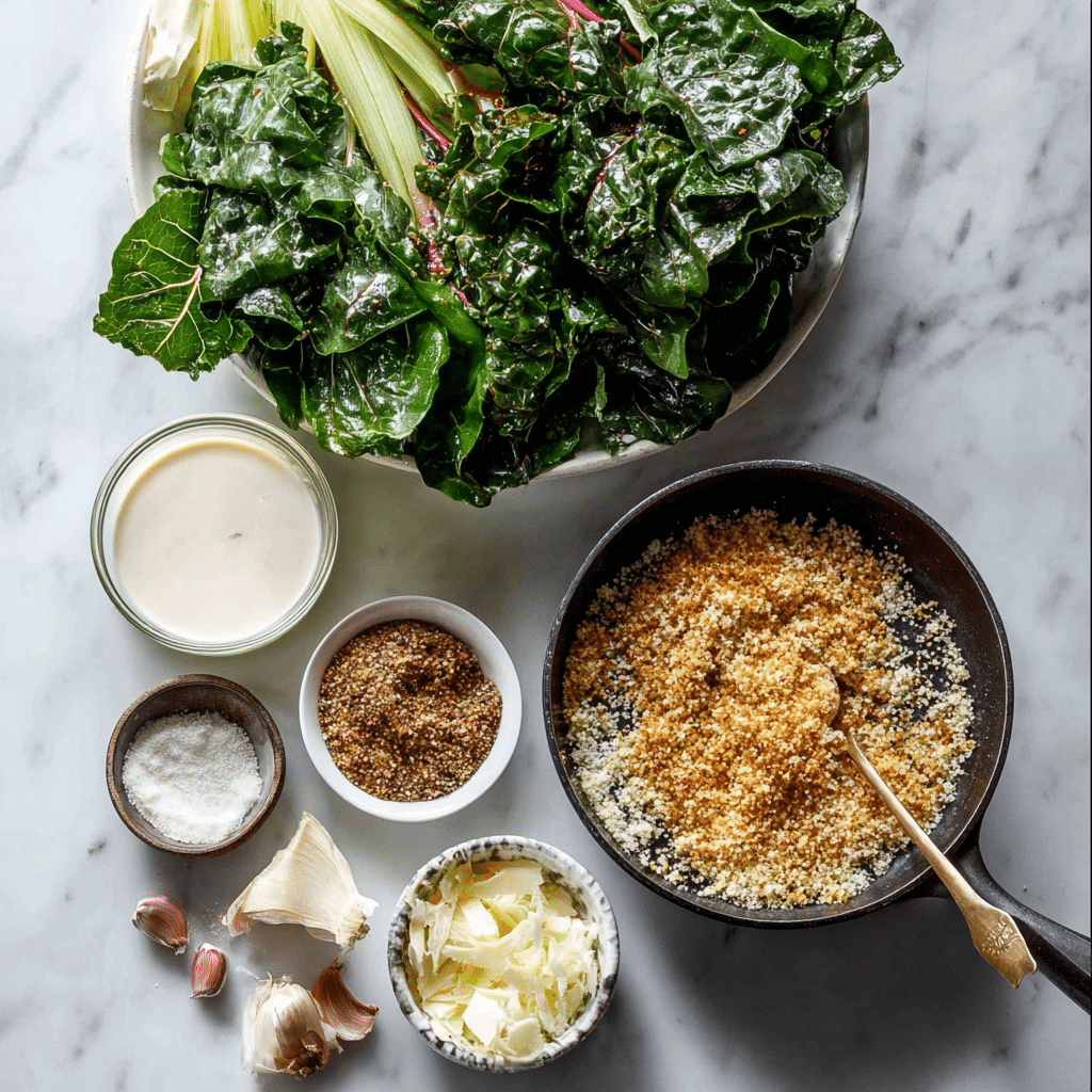 Easy Creamed Swiss Chard with Garlic Breadcrumbs