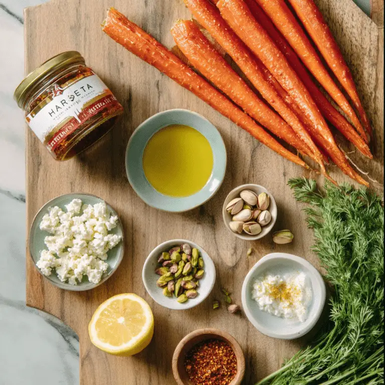 Harissa Honey Carrots Recipe with Feta, Pistachios, and Lemon