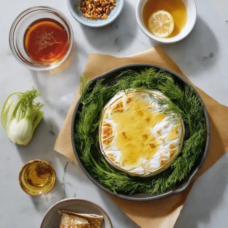 Baked Brie with Saffron Honey and Lemon Fennel